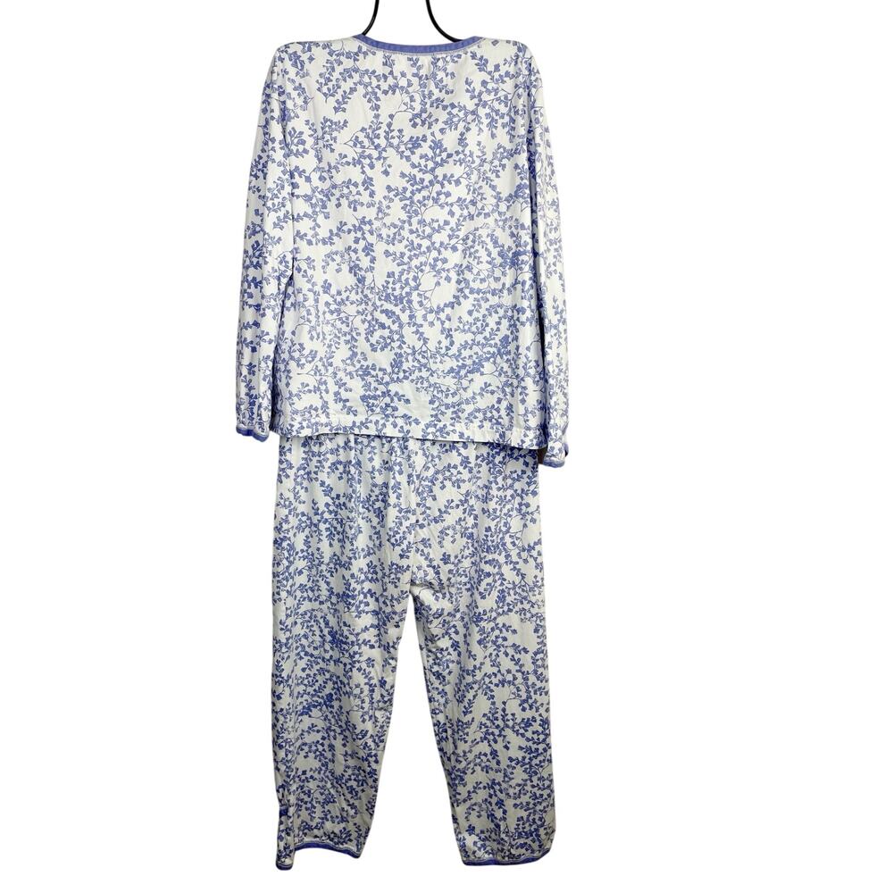 Garnet Hill Asian Wrap Organic Cotton Floral Pajama Pajamas Set Lilac Womens M - Picture 7 of 11